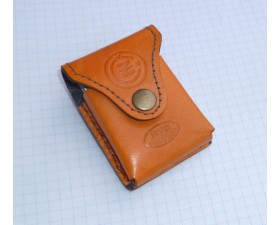 MOTO KOŽENÁ KAPSIČKA NA PÁSEK, NA MOTO - JAWA ČZ - HNĚDOORANŽOVÁ